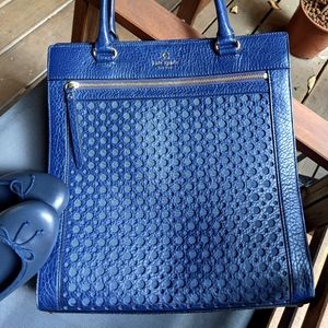 Kate Spade Bubble Leather Tote (Navy Blue)